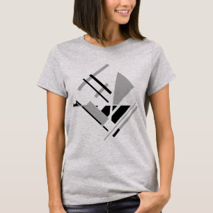Grey Black Slanted Geometric Abstract MCM-inspired T-Shirt
