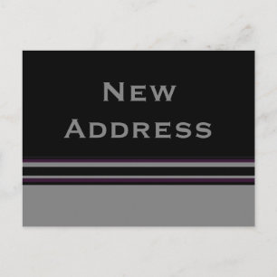 grey black stripes New Address Announcement Postcard
