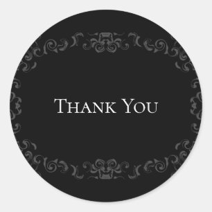 Grey & Black Swirl Gothic Wedding Classic Round Sticker