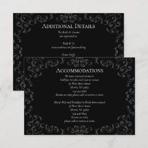 Grey Black Swirl Gothic Wedding Enclosure Card