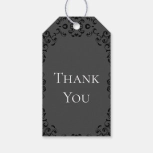 Grey Black Swirl Gothic Wedding Gift Tags