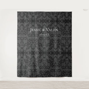 Grey & Black Swirl Gothic Wedding Tapestry
