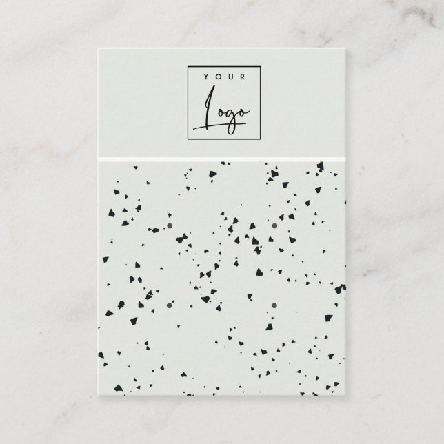 Grey Black Terrazzo Texture 2 Stud Earring Display Business Card (Front)