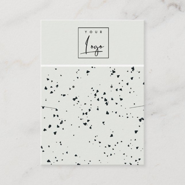 Grey Black Terrazzo Texture Earring Necklace Logo Business Card (Front)