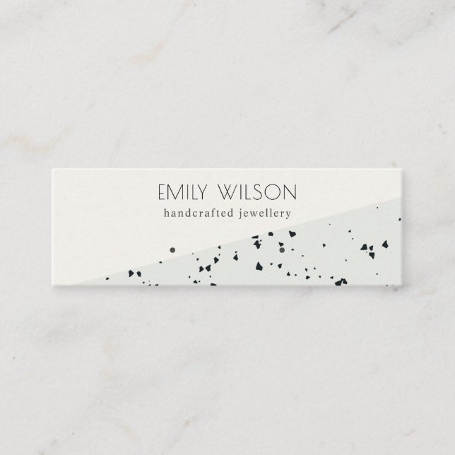 Grey Black Terrazzo Texture Stud Earring Display Mini Business Card (Front)