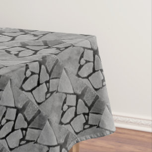 Grey Black Tiles Pattern, Stone, Rustic Tablecloth