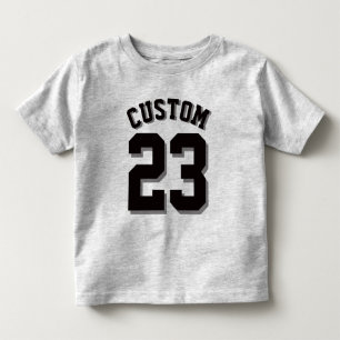 Grey & Black Toddler   Sports Jersey T-Shirt