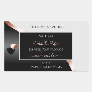 Grey Black Wavy Rose Gold Hearts Product Labels