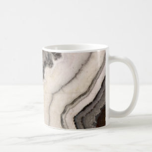 Grey black white agate gemstone coffee mug