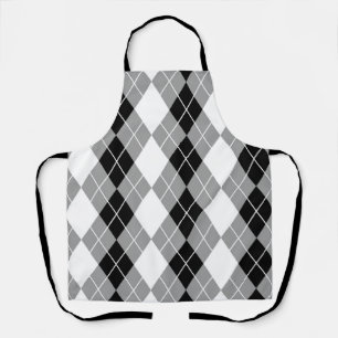 Grey Black White Argyle Diamond Design Apron