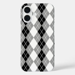 Grey Black White Argyle Diamond Design  iPhone 16 Case
