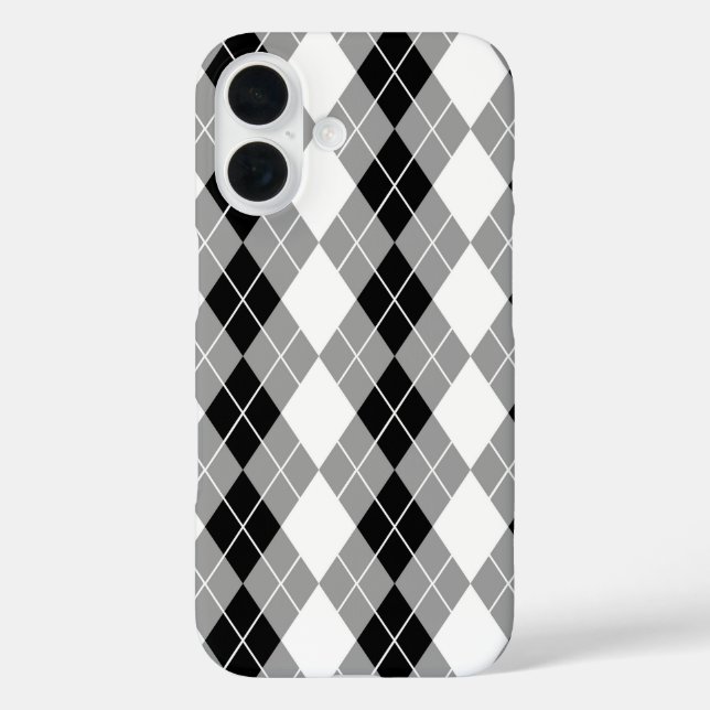 Grey Black White Argyle Diamond Design  Case-Mate iPhone Case (Back)