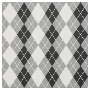 Grey Black White Argyle Diamond Design  Fabric