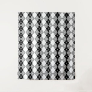 Grey Black White Argyle Diamond Design  Tapestry