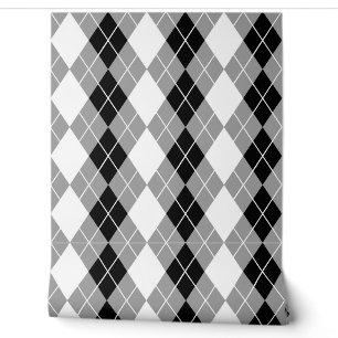 Grey Black White Argyle Diamond Design Wallpaper