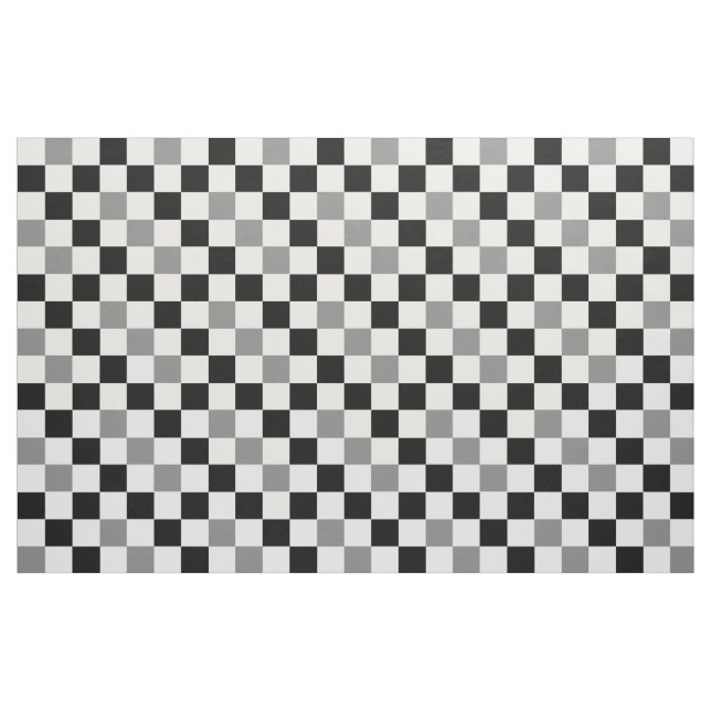 Grey Black White Chequered Pattern Design  Fabric (Fat Quarter)
