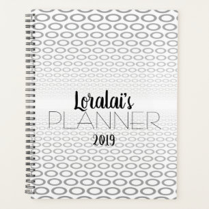 Grey, Black & White Circle Pattern Planner
