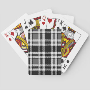 Grey Black White Flannel Plaid Tartan Design  Playing Cards