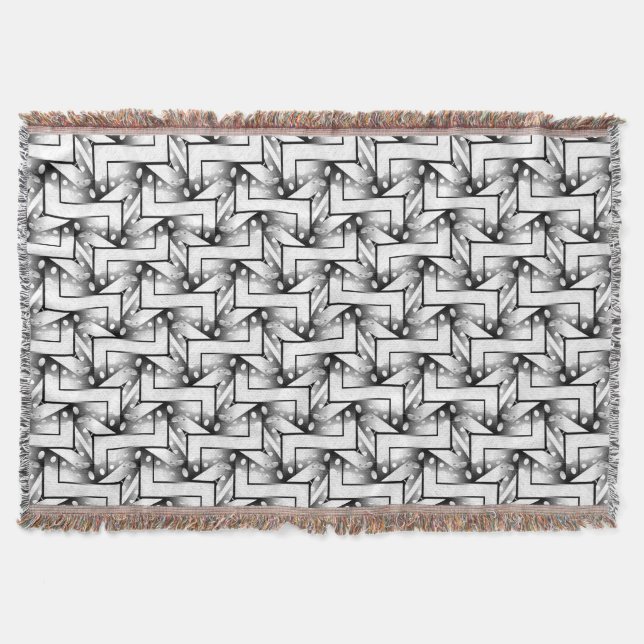 Grey Black+White Geometric Pattern NoColor #4 Throw Blanket (Front)