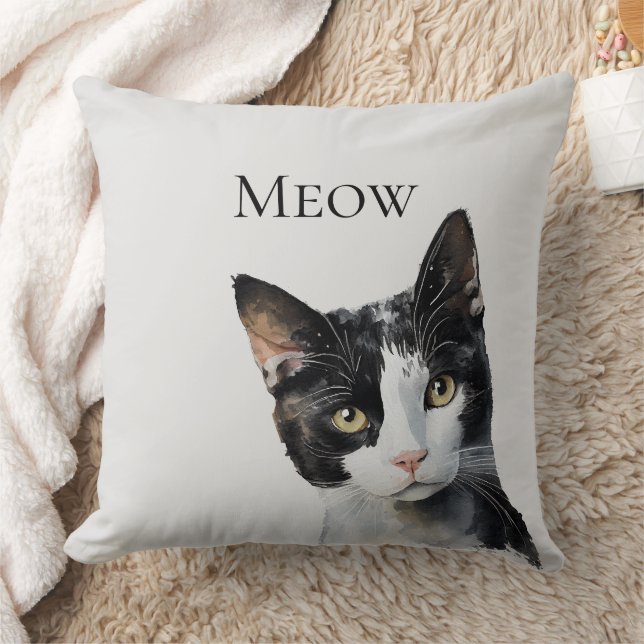 Grey Black White Kitty Cat Cushion (Blanket)