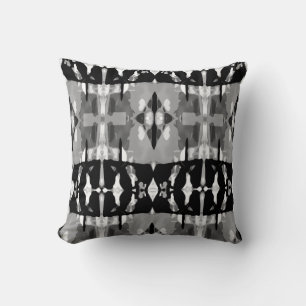 Grey Black White Mediterranean Large Tile Mosaics Cushion
