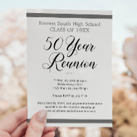 Grey Black White Minimalist 50 Year Class Reunion
