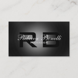 Grey Black White Monogram Consultant Business Card