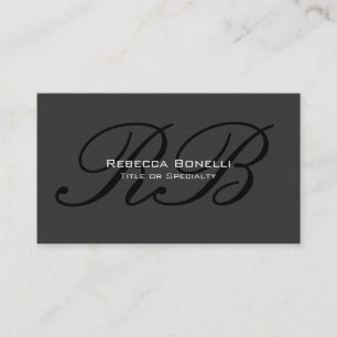 Grey Black White Monogram Consultant Business Card