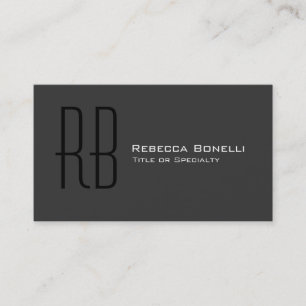 Grey Black White Monogram Consultant Business Card
