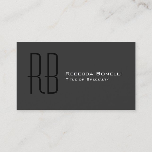 Grey Black White Monogram Consultant Business Card (Front)