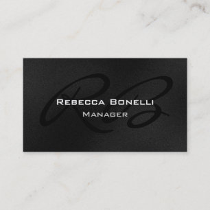 Grey Black White Monogram Manager Business Card