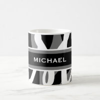 Grey Black White Monogram Personalised