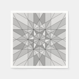 Grey black white Mosaic Triangle retro Pattern Napkin