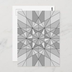 Grey black white Mosaic Triangle retro Pattern Postcard
