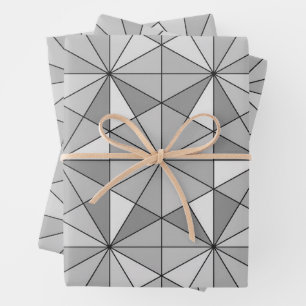 Grey black white Mosaic Triangle retro Pattern Wrapping Paper Sheet