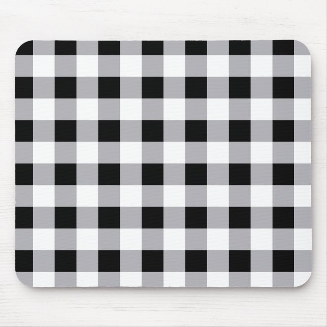 Grey Black White Plaid Check Pattern  Mouse Pad (Front)