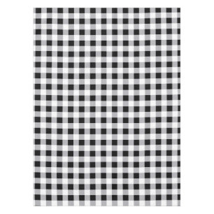 Grey Black White Plaid Check Pattern Tablecloth