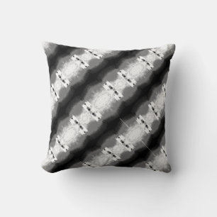 Grey Black White Slanted Mediterranean Mosaic Rows Cushion