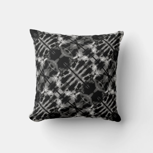 Grey Black White Slanted Stained Glass Design Cushion (Front)