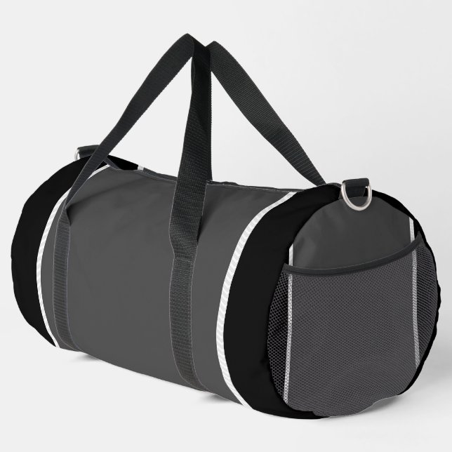 Grey Black White Stripe  Duffle Bag (Right Corner)