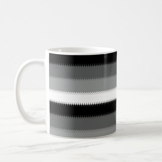 Grey Black White Stripes Design  Coffee Mug (Left)