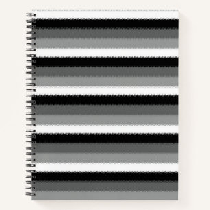 Grey Black White Stripes Design Notebook
