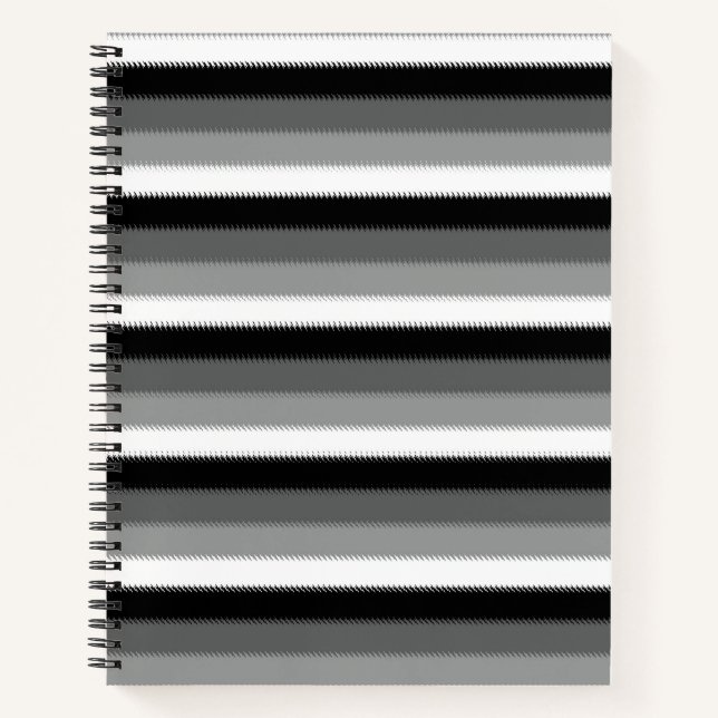 Grey Black White Stripes Design  Notebook (Front)