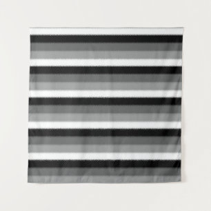 Grey Black White Stripes Design Tapestry