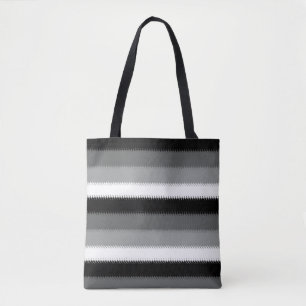 Grey Black White Stripes Design Tote Bag