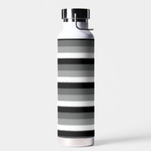 Grey Black White Stripes Design Water Bottle