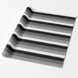 Grey Black White Stripes Design Wrapping Paper