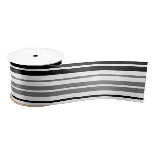 Grey Black White Stripes Pattern   Satin Ribbon