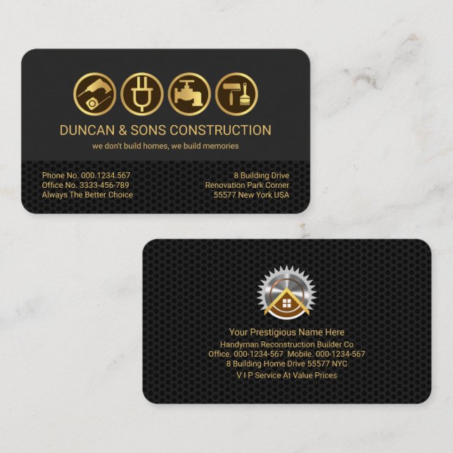 Grey Black Wire Mesh Layers Handyman Tools Business Card (Front/Back)