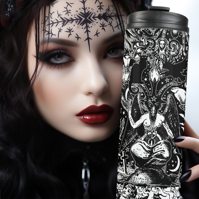 Grey Black Witchy Gothic Victorian Goth Baphomet T Thermal Tumbler (Creator Uploaded)